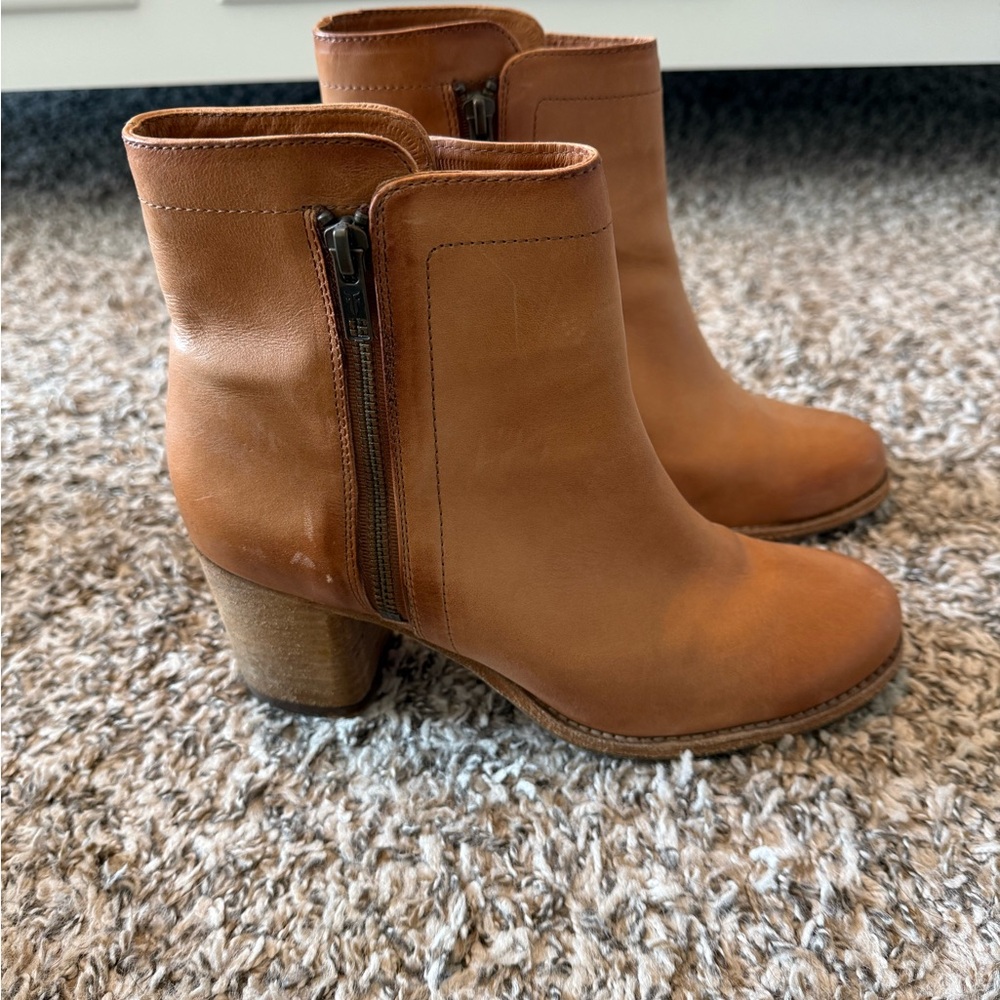 Frye Tan Leather Ankle Boots